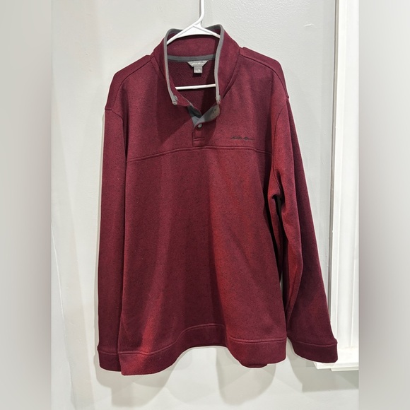 NWOT Eddie Bauer Men's Radiator Fleece Snap-Front Pullover Burgundy TXL - Picture 1 of 9